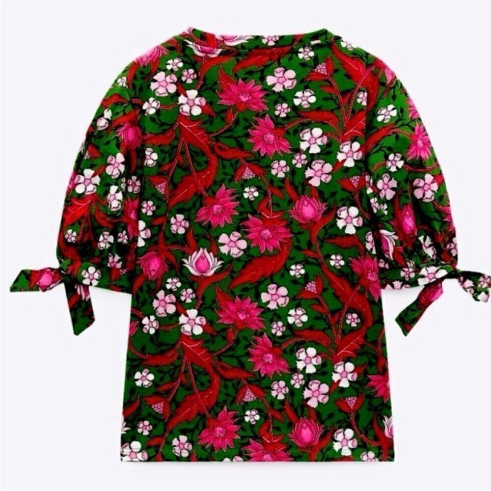 NWOT ZARA floral puff sleeve blouse size medium - Picture 2 of 6